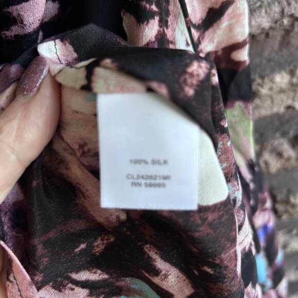 Classiques Entier Purple Abstract Floral 100% Silk Blouse Size Small - Picture 3 of 7